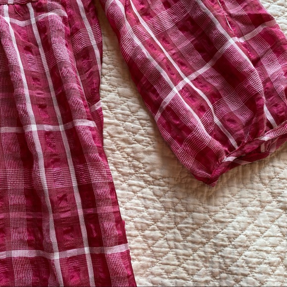 Madewell Pink Plaid Shirred Babydoll Minidress - Picture 6 of 11